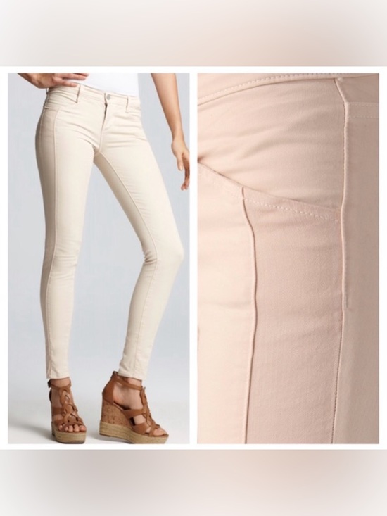 J Brand Denim - NWT J Brand Kinsey Pieced Skinny Jeans in Cream / Tan Size 26